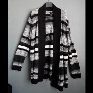 New Directions Black and Silver Long Sweater - Size XL